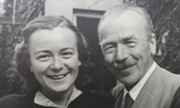 Vlasta Skřičková with her father during World War II