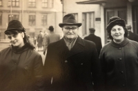 From left: Dobromila Šebestová, Dean Václav Lochman and Dobromila Konárková in Prague-Florenc, circa 1970