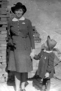 Emilie Kozubíková with her mother Marie Czudková, circa 1943