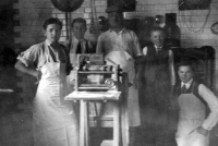 Bakers at Czudek's bakery, Bystřice, 1940s