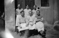 Bakers at Czudek's bakery, Bystřice 1940s