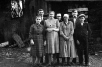 Emilie Kozubíková's mother Marie Czudková (second from left) with her husband's family, Jablunkov-Černé, late 1930s