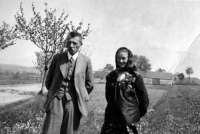 Josef Lacek's parents Jan Lacek and Josefa Lacková, Božejov, about 1940s