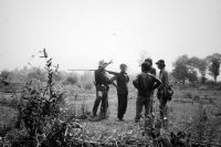 Laos hunters with bird gun, Laos, 1986