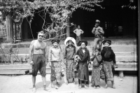 Jiří Lukš and festively dressed indigenous women, Laos, 1985