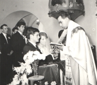 Emil Soukup at the betrothal in the church in Mrákov near Domažlice in 1969