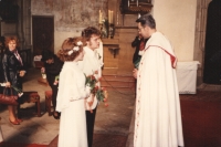 Emil Soukup at the wedding of a couple in Český Krumlov in April 1982