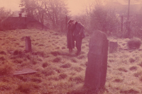 Semen Martkovych and his wife Tamara at the Karaite cemetery, 1980s