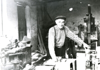 Grandfather Bohumil Aman in his workshop