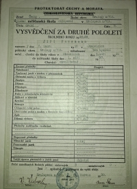 Vysvědčení ze školního roku 1938/1939 