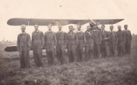 Josef Stivar with other pilots, third from left Stivar, fourth Otakar Kresta