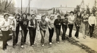 Before the witches' ball in the settlement of Pokrok in 1984, first from the left