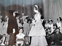 Marie M. Dufková (right) in a theatre performance, early 1960s.