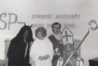 Husband Antonín depicted the figures of St. Nicholas, the devil and an angel walking around the town, Červená Voda Hospital, 1970s