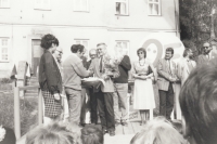 Visit of Václav Klaus, Štíty, spring 1990