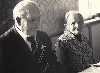 Parents Josef and Anna Bartoškovi, celebration of 60 years since their wedding, ca. 1970s