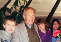 Visiting his daughter and his three grandchildren Stefan, Sarinka, and Tonička, Vancouver, November 2007