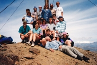 Libor Ovečka with a cap / with students and teachers of Jabok School / Austria / 1996