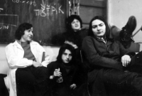 Ludvík Procházka in the middle in a vocational school with his fellow students, first half of the 1980s