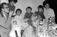 At Brother Martin's christening party in 1968. From left: father with his newborn brother, mother, sister Markéta, Ludvík Procházka, cousin Monika, aunt Marie and in the foreground aunt Hana