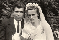 Wedding photo of the parents of the witness, Jaroslav Ladýř and Emilie Buriánová, 20 August 1949