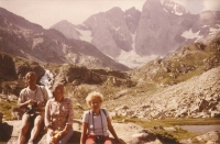 Josef Myslivec s manželkou Janou a švagrovou Jarmilou v Pyrenejích, 1988