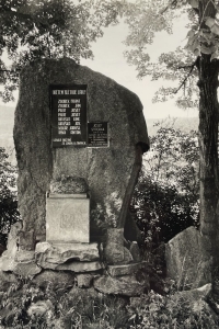 Memorial to the fallen heroes of World War I in Žiňánky, the plaque lists František Chlistovský's uncles Vincent and Josef Hruškovi