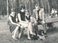 With her husband Karel and daughters Renata (left) and Jana, 1968