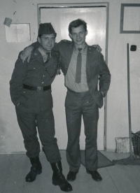 Václav Marhoul (right) and artist Jiří Šorm early on during their military service in Komorní Hrádek, October 1984