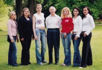 Bohumil Galásek with students of the pedagogical school. Zlín, 2016