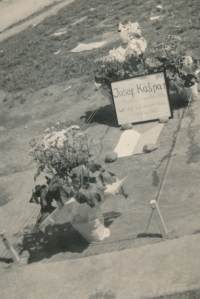 Memorial to a fallen participant of the Prague Uprising, Prague, 1945