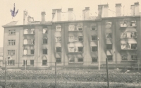 Burnt houses in Pankrác after the Prague Uprising, Prague, 1945