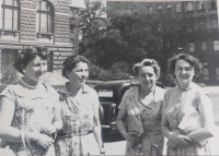 Václava Buriánová (first from right) during the second trial at Pankrác with her fellow convicted women, Friday 13 June 1957