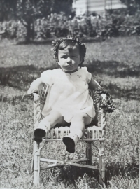 Bridesmaid in the Corpus Christi procession - Libuše Paukertová, May 31, 1935.