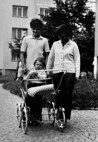 With sons Petr (in pram) and Zdeněk, 1973