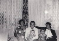 Vlasta Jiránková with husband Oldřich, son-in-law Leon and grandchildren, 1970s