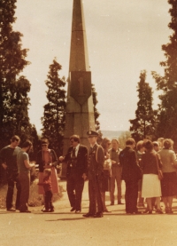 A photograph by Otakar Mika of the US Army Ypsilonka Memorial, which commemorates the liberation of western Bohemia by the US Army. First half of the 1980s