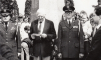 A photograph by Otakar Mika of the US Army Ypsilonka Memorial, which commemorates the liberation of western Bohemia by the US Army. Second half of the 1980s