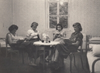 At boarding school, Helena Pohořelská second from the left, 1950s