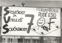 Billboard of the Society for a Cheerful Present in Jaroměř before the 1990 parliamentary elections