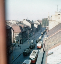 Military equipment in a street in Hradec Králové, August 1968