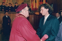 Jiří Podlipný at his graduation ceremony in Caroline, Prague, 1993