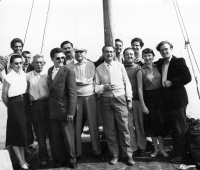 Nuri Sallaku first from right with the French delegation / Tirana / 1956