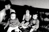 Jana Tenková with her daughter Katka, daughter Petra and son Pavel (from left). Photographed in the 1970s in Pilsen