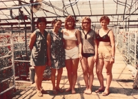 Witness Jana Tenková (centre) at work. Gardening works of Pilsen, 1970