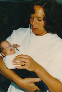 Helena Samkova with her daughter Zuzana, Winterthur, Switzerland, 1980