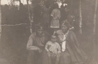 Josef Tomáš as a child with his parents in Orel costume, 1947