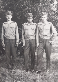 Rudolf Plzák (right) after entering the military high school in Nitra; 1967