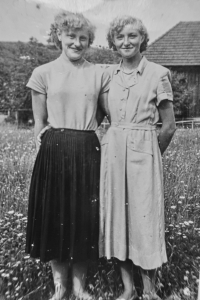 Marie Vařáková on the right with a friend, late 1950s