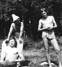 At a friend's cottage, 14-year-old Michal Ambrož with a cigarette, 1968